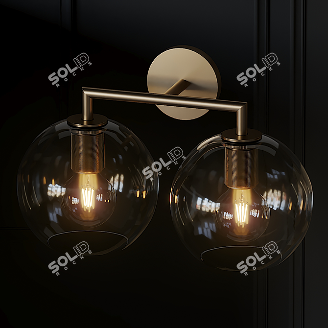 Elegant Double Sconce with Globe Shade 3D model image 3