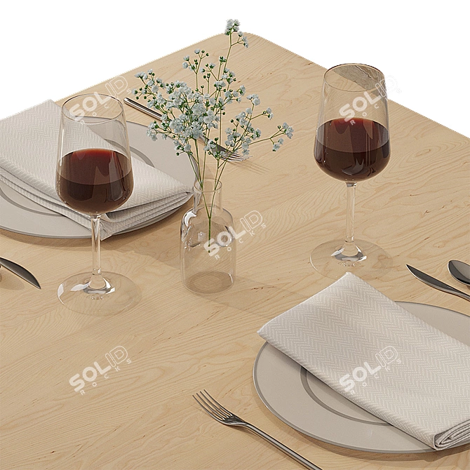Elegant Tableware Set - Refined Design for Your Dining Experience 3D model image 3