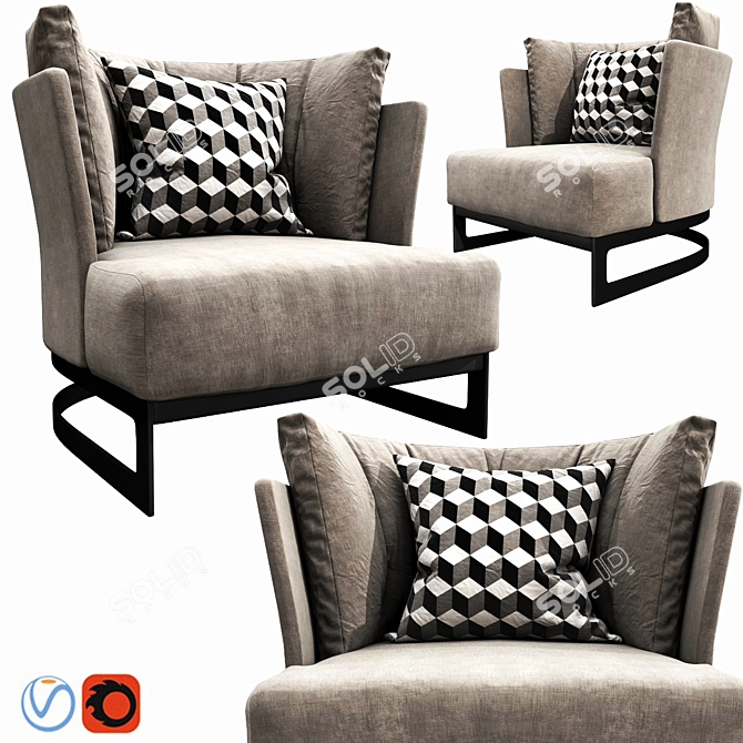 Luxurious Linteloo Cervino Armchair 3D model image 1