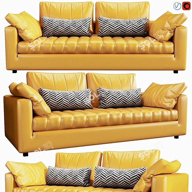 Stylish Linteloo Moreno 3-Seater 3D model image 1