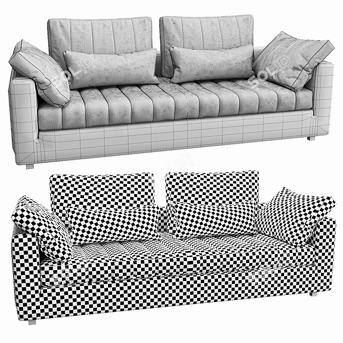 Stylish Linteloo Moreno 3-Seater 3D model image 3