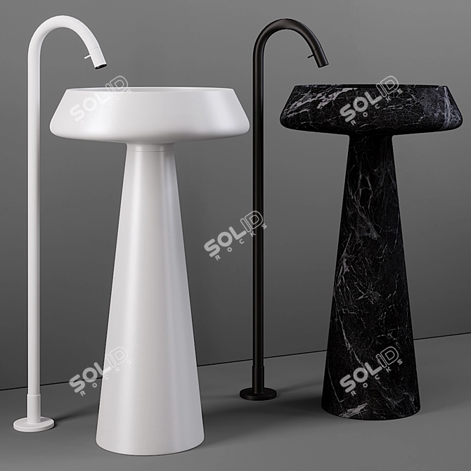 Elegant Round Marble Washbasin 3D model image 1
