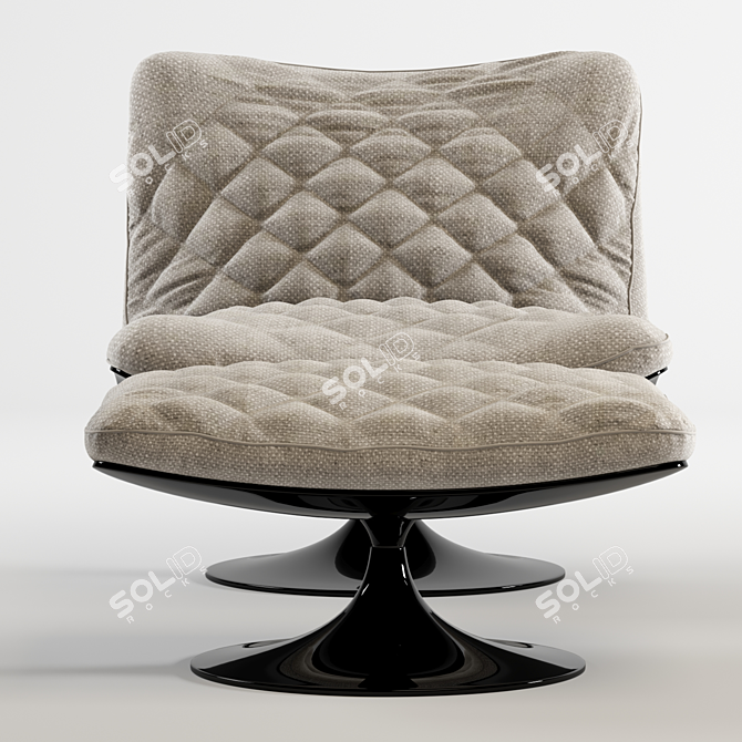 Elegant Velvet Armchair: 3D Model 3D model image 2