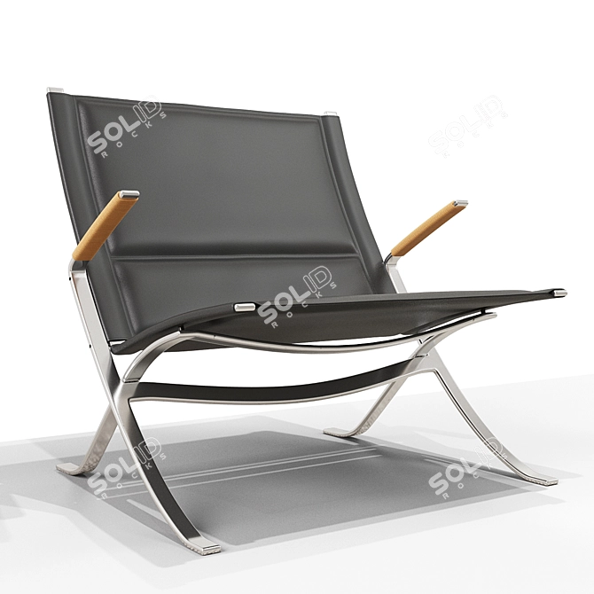 Analin Leather Lounge Chair 3D model image 2