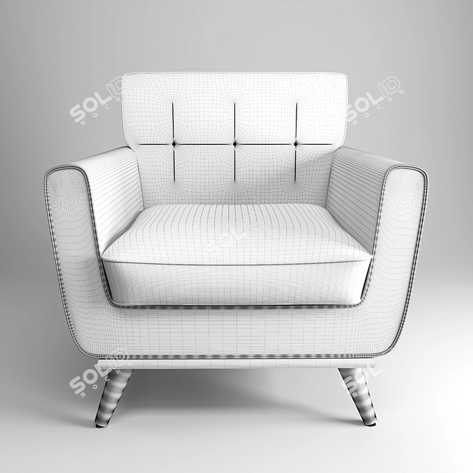 Compact Modern Armchair - H: 83 x L: 80 x W: 74 cm 3D model image 2