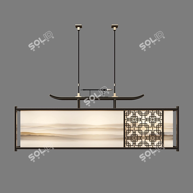 Elegant Oriental Ceiling Light 3D model image 1