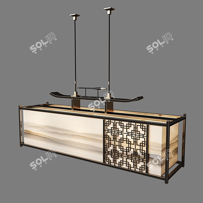 Elegant Oriental Ceiling Light 3D model image 2