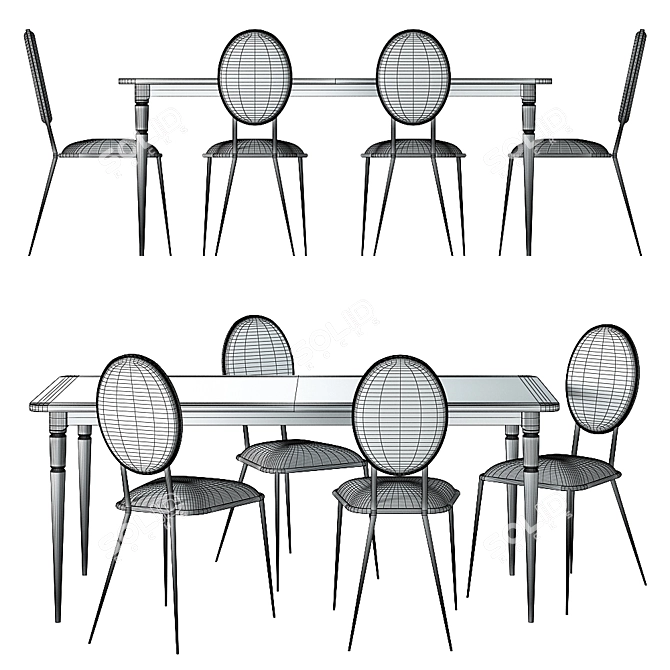 Modern Dining Set: LIPSTICK Table & NOVANI Chairs 3D model image 2