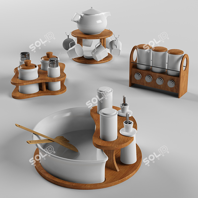 Modern Porcelain Kitchen Set 3D model image 2