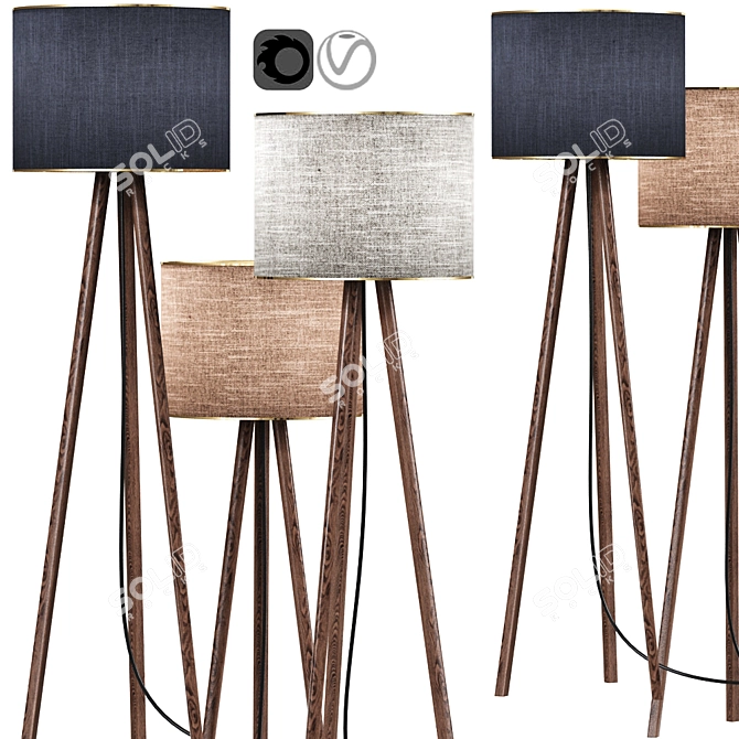Contemporary Wooden Floor Lamp [3dsmax 2011 & OBJ Included] 3D model image 1