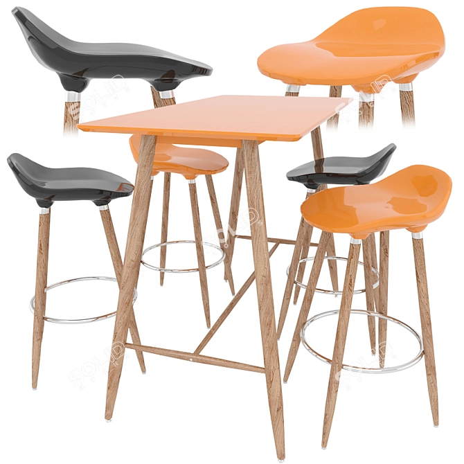 Modern Bessho Bar Table Set 3D model image 1