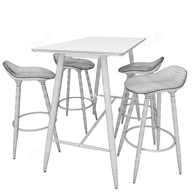 Modern Bessho Bar Table Set 3D model image 3