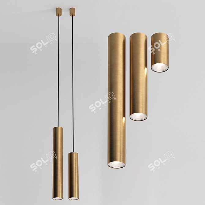 Sleek Brass Eye Pendant Light 3D model image 1