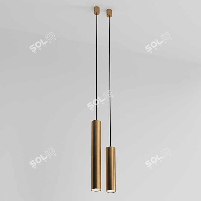 Sleek Brass Eye Pendant Light 3D model image 3