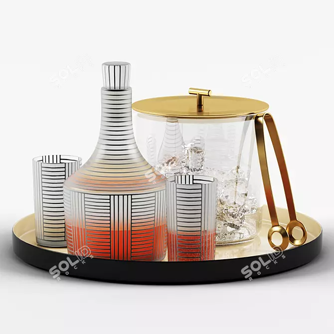 Elegant Bleecker Ice Bucket Set - A Perfect Blend of Style and Function 3D model image 1