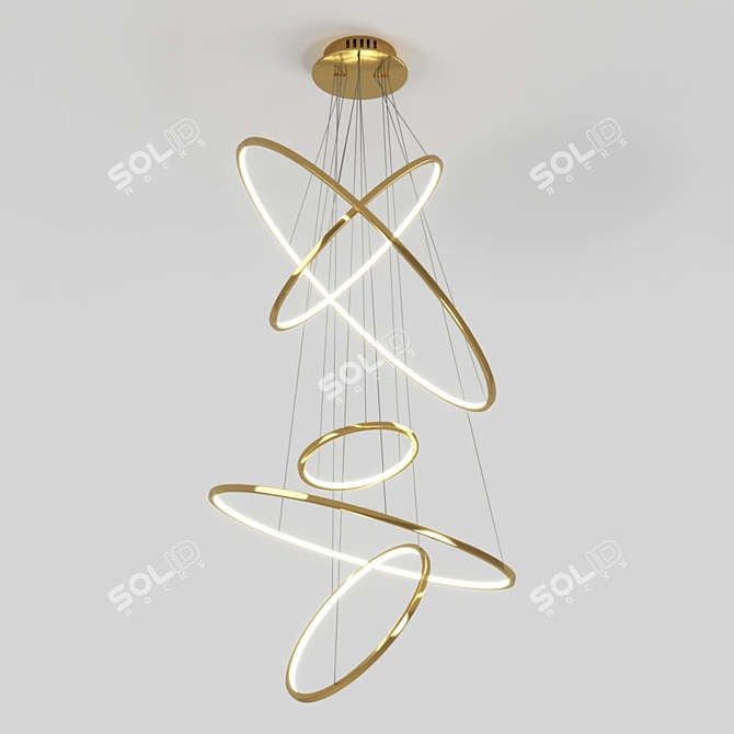 Golden Art-Deco Pendant Light 3D model image 1