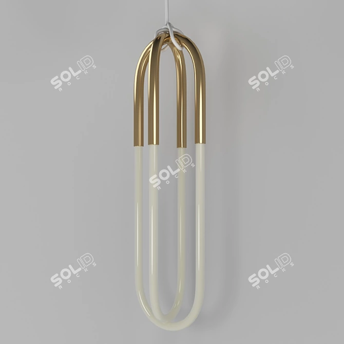 Modern Brass Pendant Light with Adjustable Height 3D model image 1