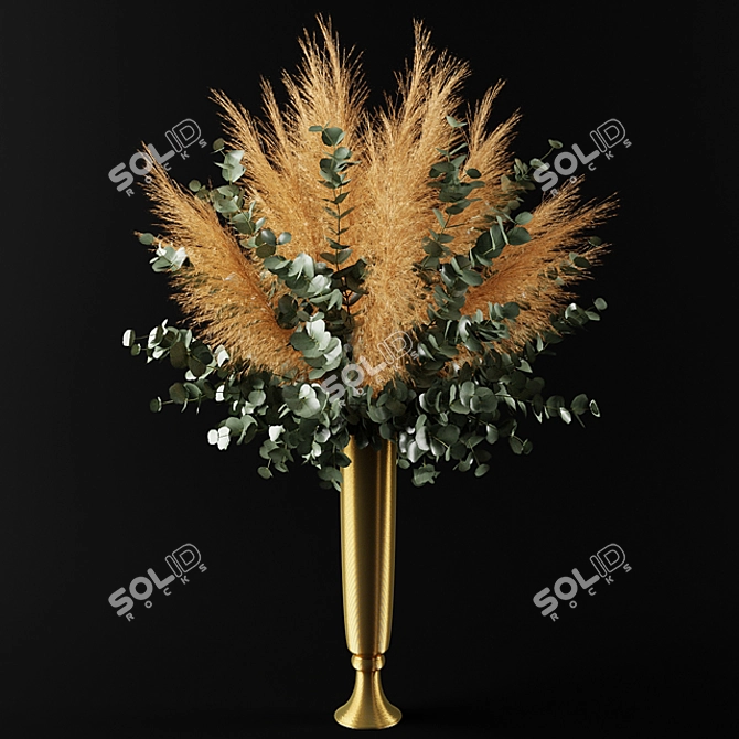 Pampas Grass & Eucalyptus Bouquet 3D model image 1