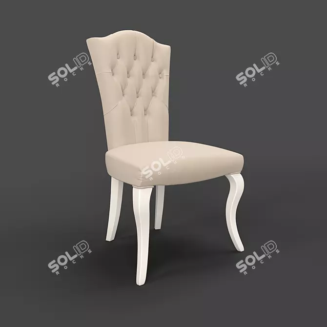 RIMINI Chair in White Gloss Lacquer and Beige Velvet 3D model image 1