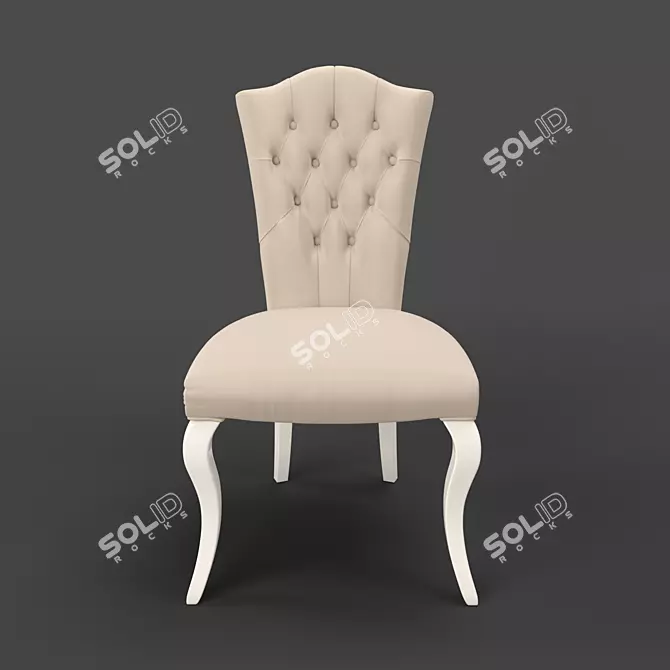 RIMINI Chair in White Gloss Lacquer and Beige Velvet 3D model image 2