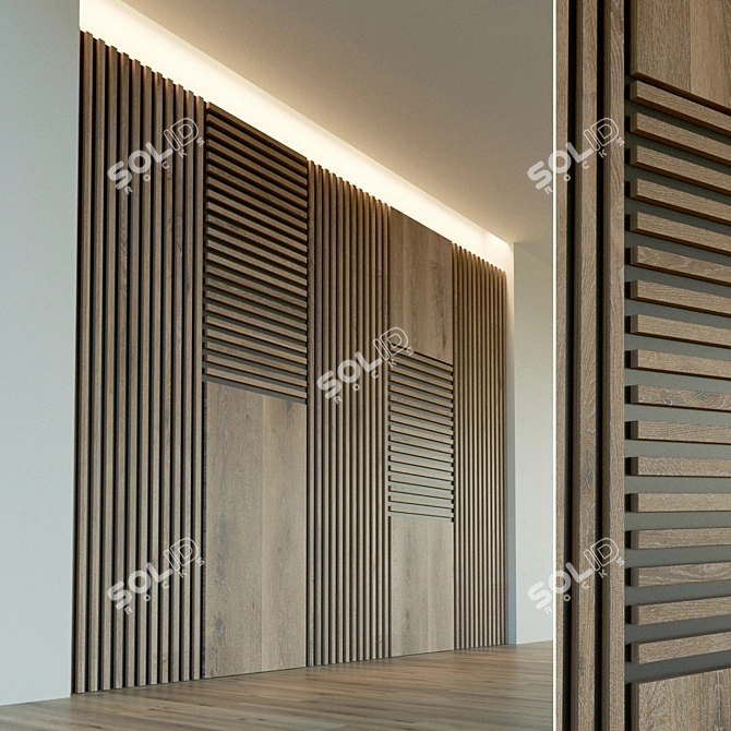 Wooden 3D Wall Panel 3D model image 1