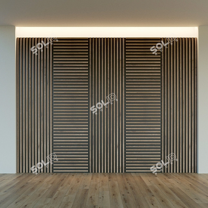 Wooden 3D Wall Panel: Decorative Elegance 3D model image 2