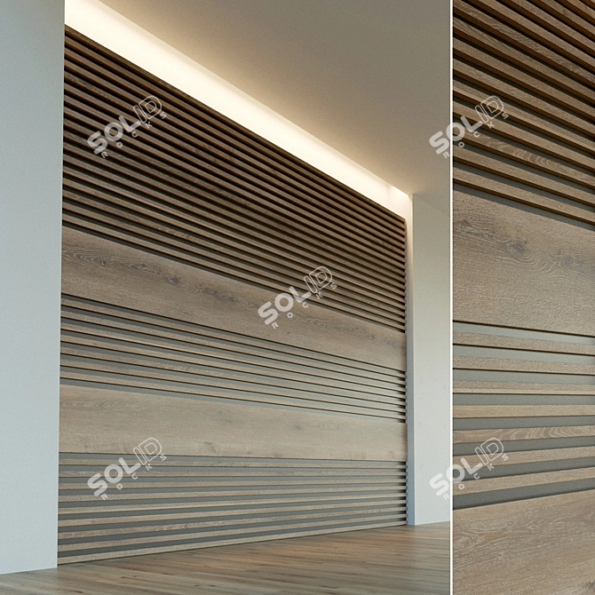 Wooden Decorative 3D Wall Panel 3D model image 1