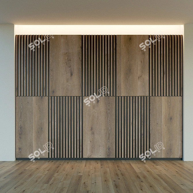 Wooden 3D Wall Panel: Decorative Elegance 3D model image 2