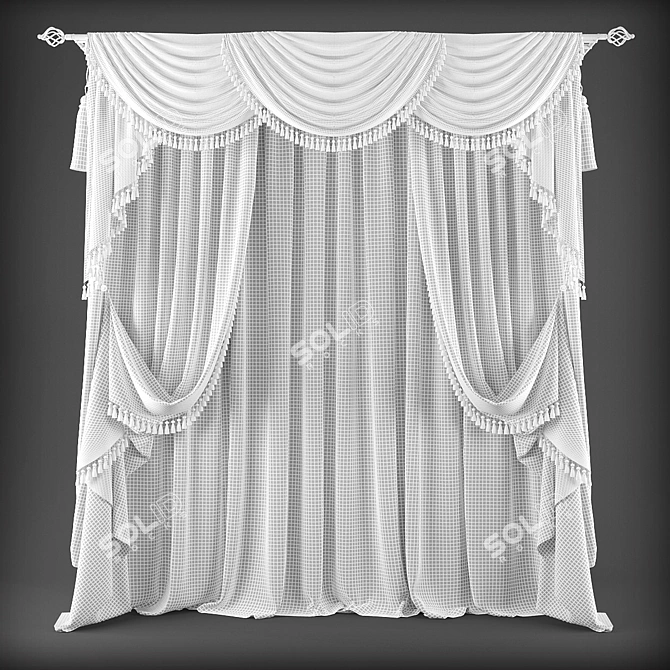 Elegant Sheer Window Curtains 3D model image 2