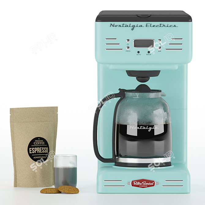 Retro 12-Cup Coffee Maker: Nostalgic Brew Delight 3D model image 1