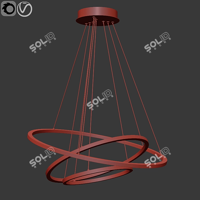 Sleek Ring Pendant Light 3D model image 2