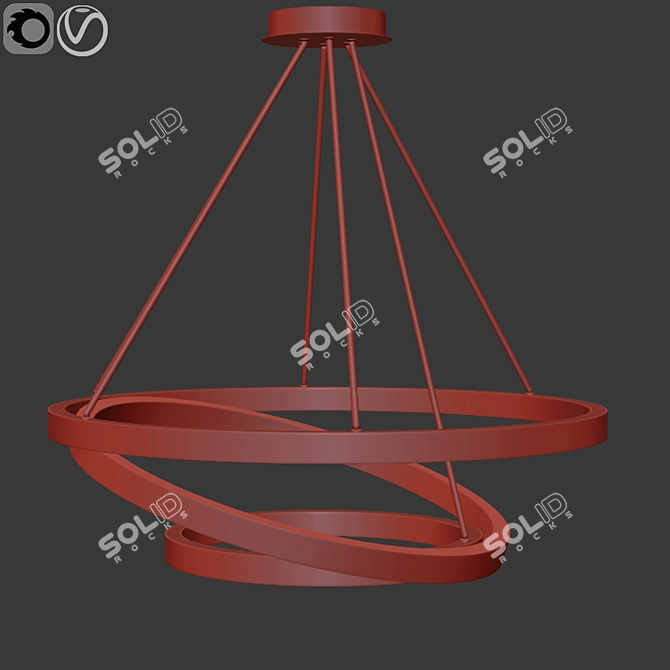 Sleek Ring Pendant Light 3D model image 3