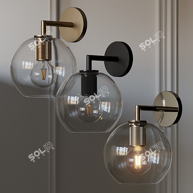 Sophisticated Globe Shade Sconce - 3 Material Options 3D model image 1