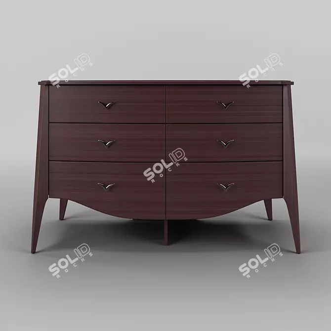 Elegant Cherry Veneer Dresser 3D model image 1