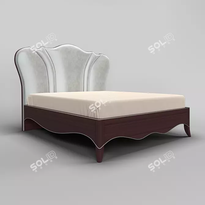 Classic Cherry Wood Bed with Silver Trim - Fratelli Barri RIMINI 3D model image 1