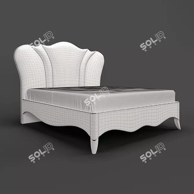 Classic Cherry Wood Bed with Silver Trim - Fratelli Barri RIMINI 3D model image 2