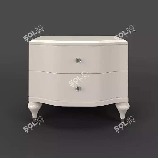 Elegant Pearl White Bedside Table 3D model image 1