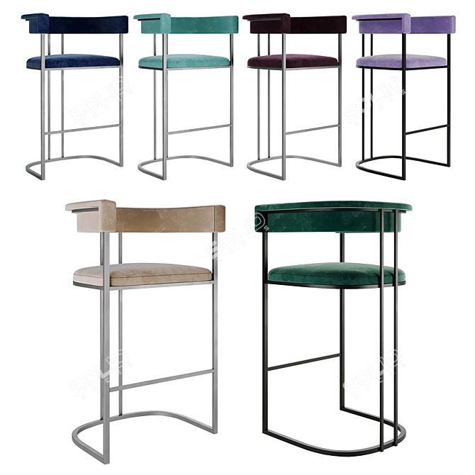 Luno Barstool Collection 3D model image 1