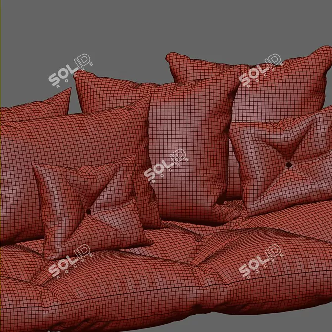 Stylish Set of 6 Decorative Pillows 3D model image 2