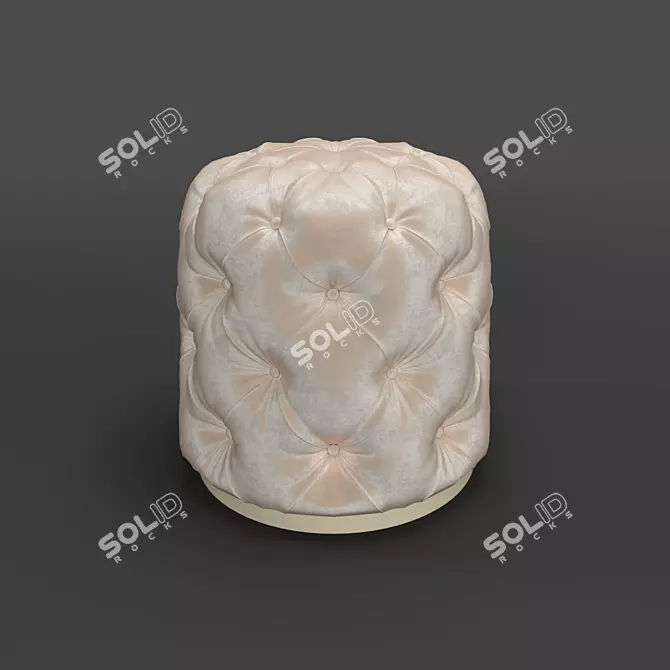 ROMA Beige Velvet Pouf 3D model image 1