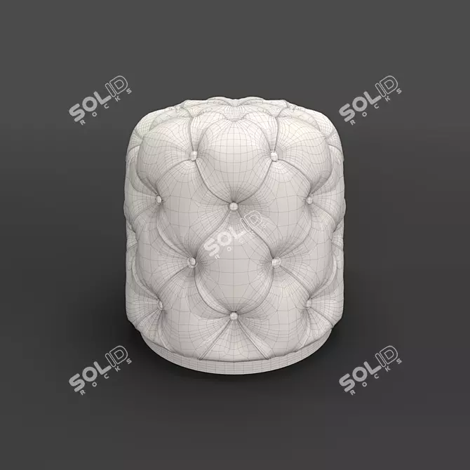 ROMA Beige Velvet Pouf 3D model image 2