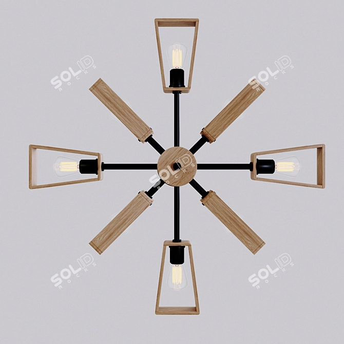 Klark Loft Chandelier: Stylish Rod-mounted Lighting 3D model image 2