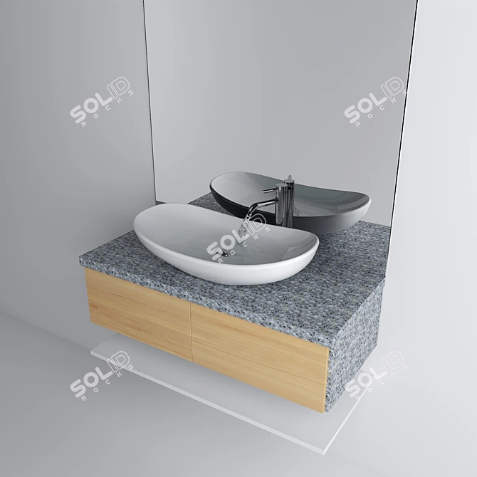 Elegant Bathroom Furniture Set 3D model image 2