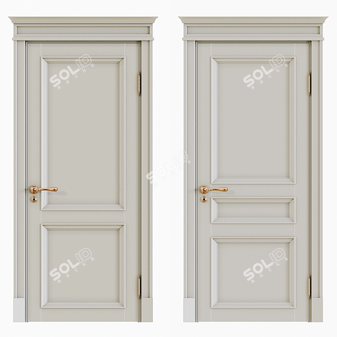 Elegant Enamel Interior Doors 3D model image 1