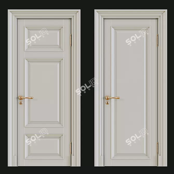 Elegant Classic Interior Doors 3D model image 1