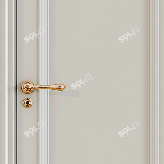 Elegant Solid Wood Doors 3D model image 2
