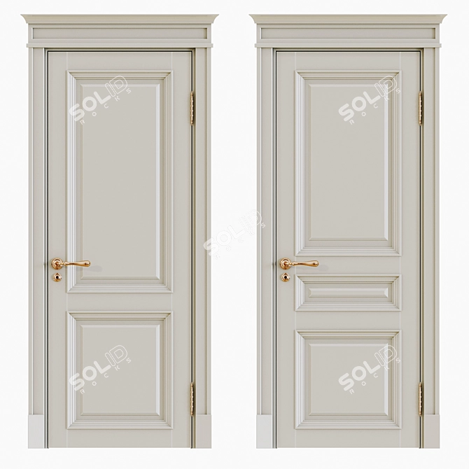 Elegant Classic Interior Doors 3D model image 1