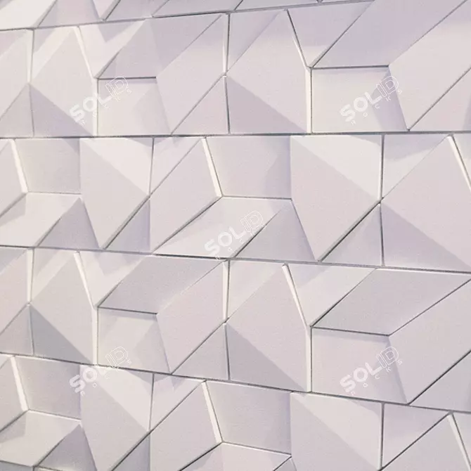 Origami Gypsum 3D Panel: Elegant & Artistic 3D model image 2