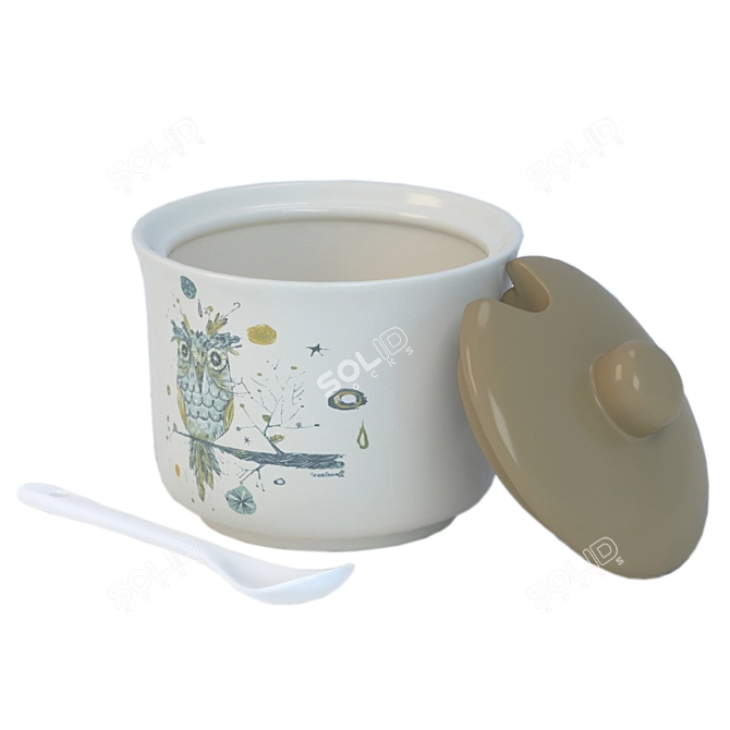 Fresco Sugar Bowl - Elegant and Practical 3D model image 2