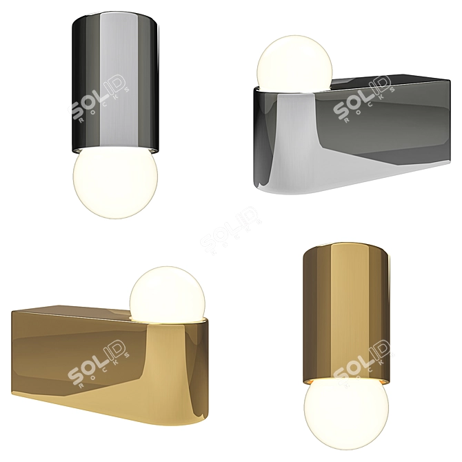 Elegant Brass Architectural Sconce 3D model image 1